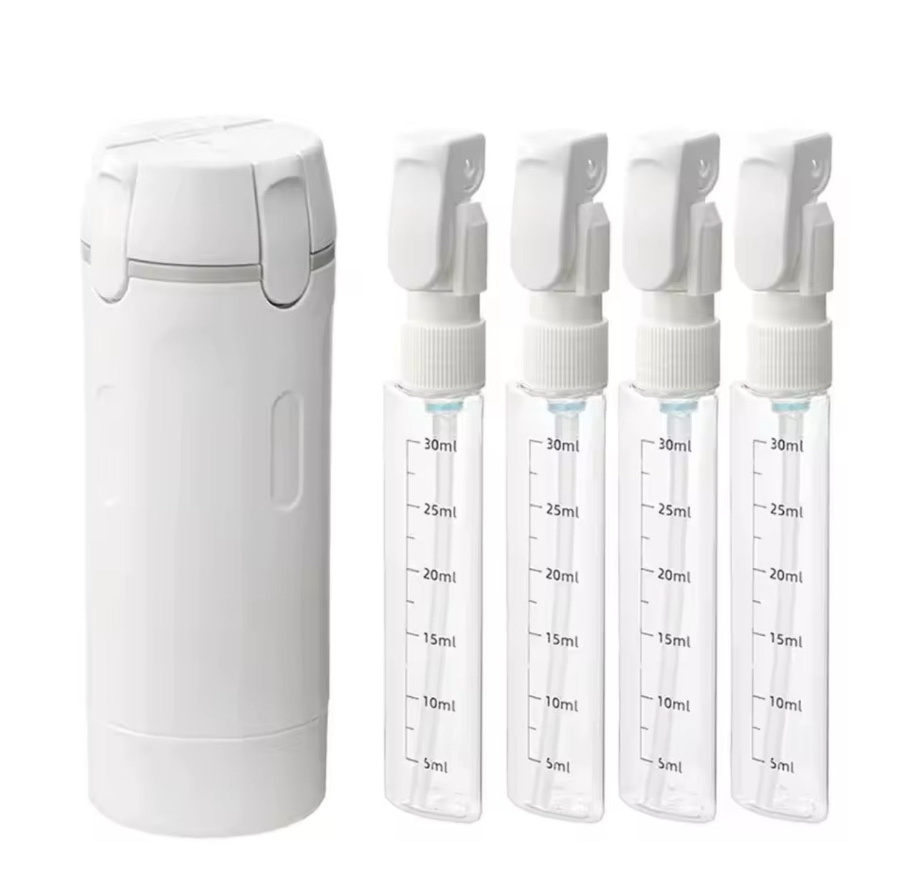 4-in-1 Travel Spray Bottle Set with Portable Case – Refillable 30ml Leak-Proof Bottles