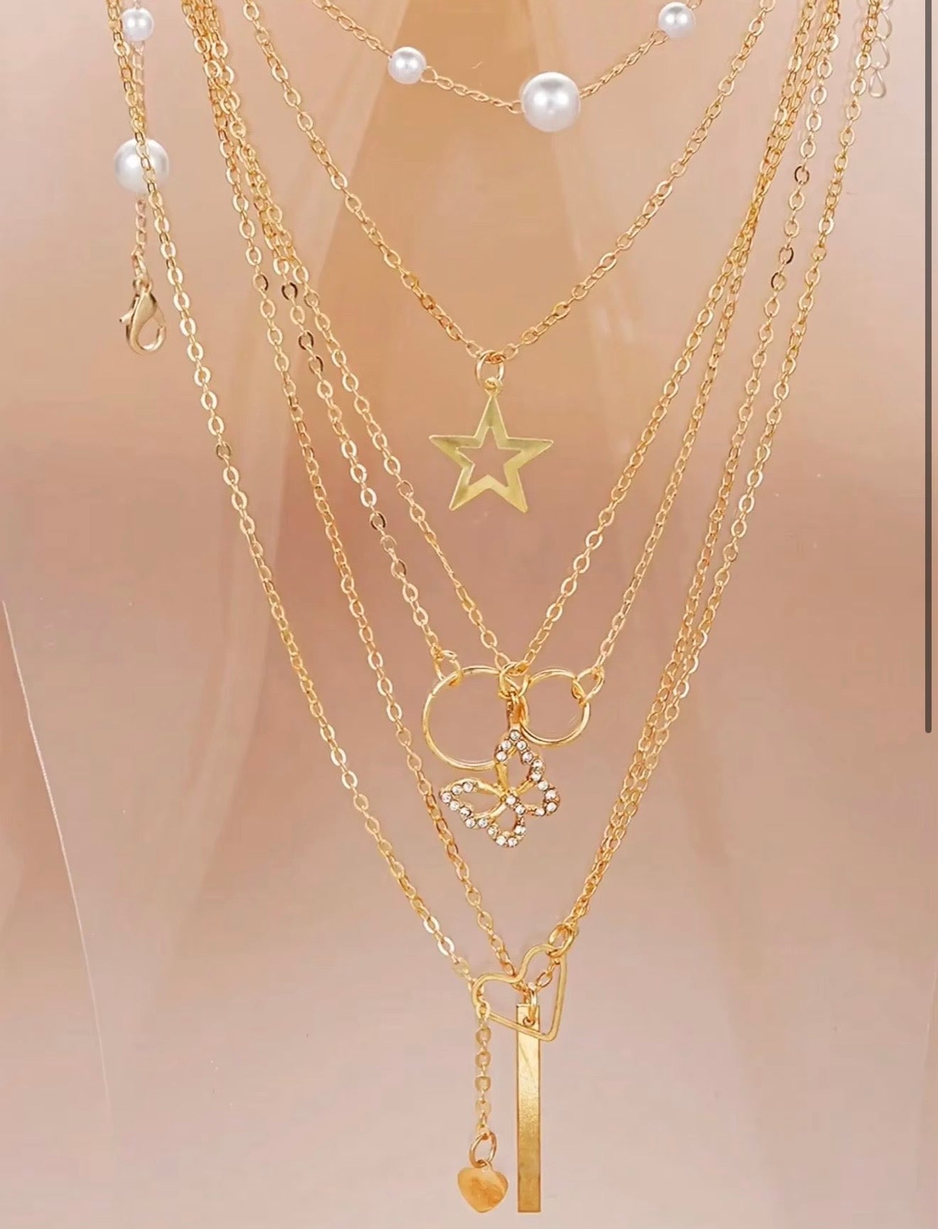 Dluxe 32-Piece Gold Pearl Jewelry Collection Box | Necklaces, Hoops, Rings & Earrings Set