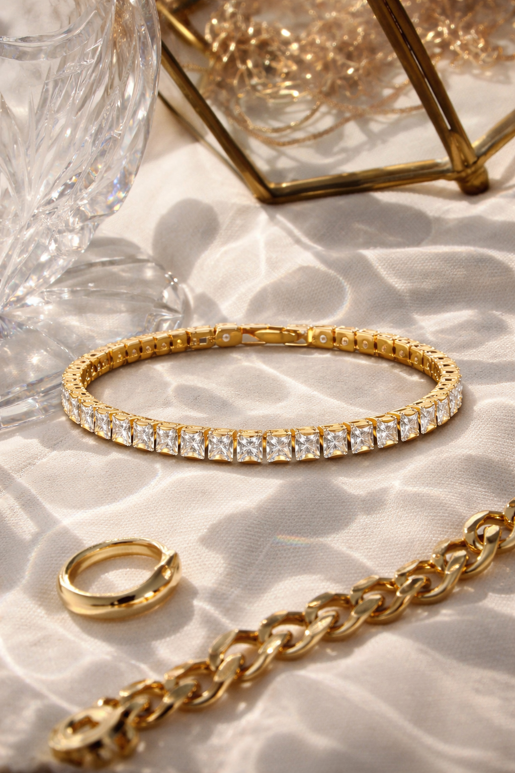 Gold Crystal Tennis Bracelet