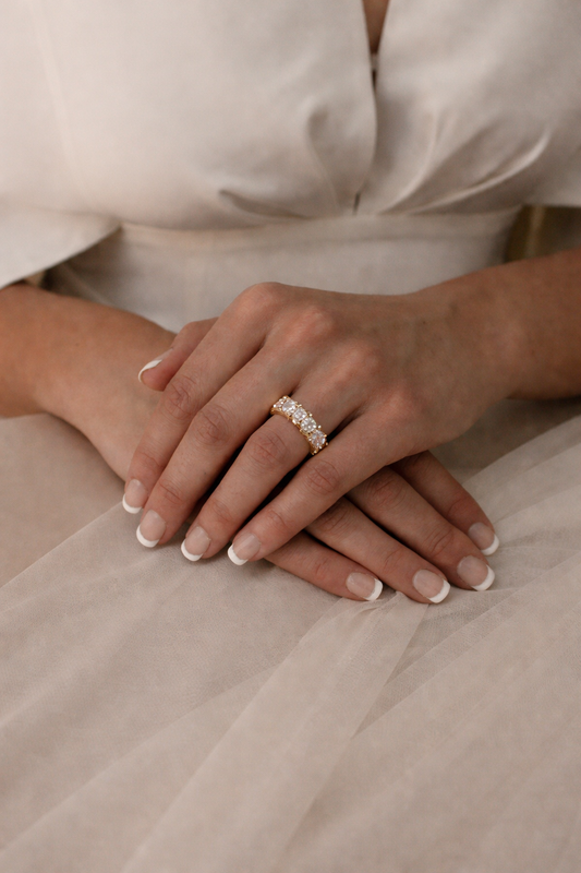 Gold & Silver Oval Moissanite Eternity Ring
