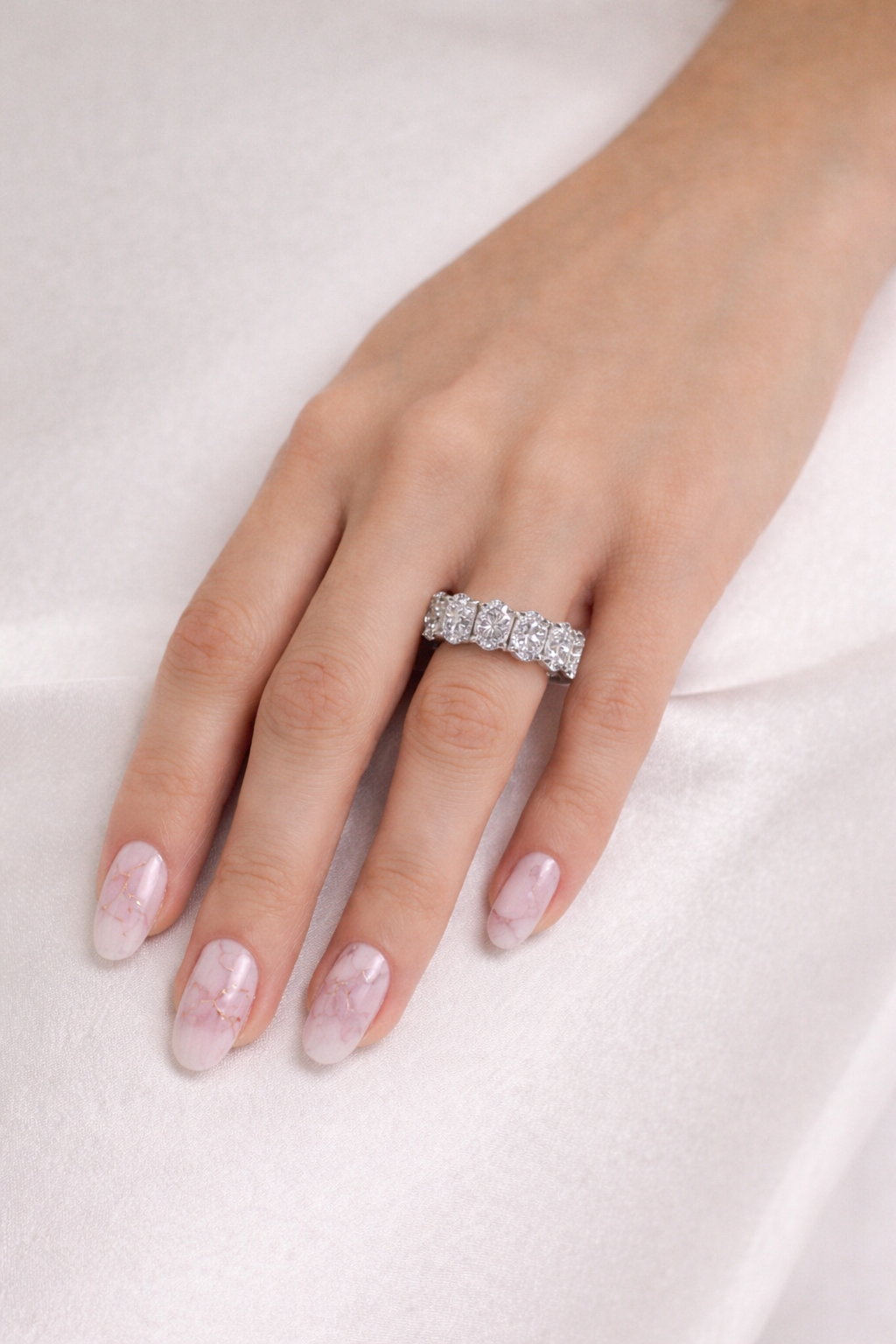 Gold & Silver Oval Moissanite Eternity Ring