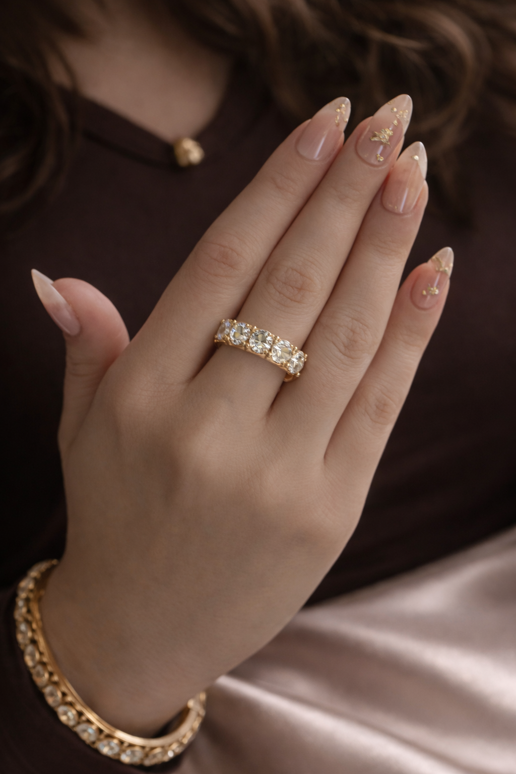 Gold & Silver Oval Moissanite Eternity Ring