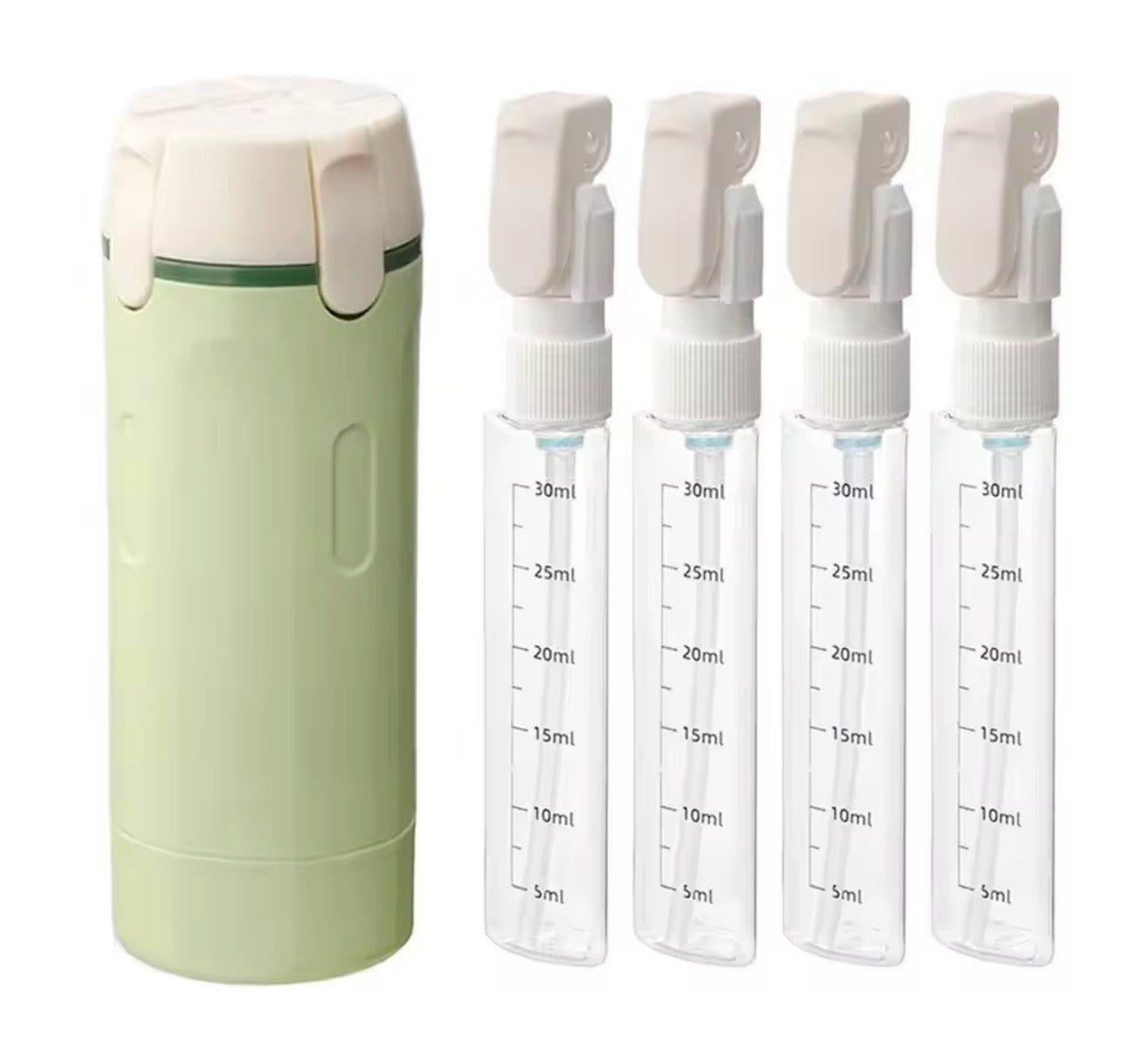 4-in-1 Travel Spray Bottle Set with Portable Case – Refillable 30ml Leak-Proof Bottles